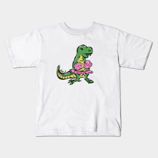 Cheer Leader Cheerleader Tyrannosaurus Dinosaur Dino Cartoon Cute Character Kids T-Shirt